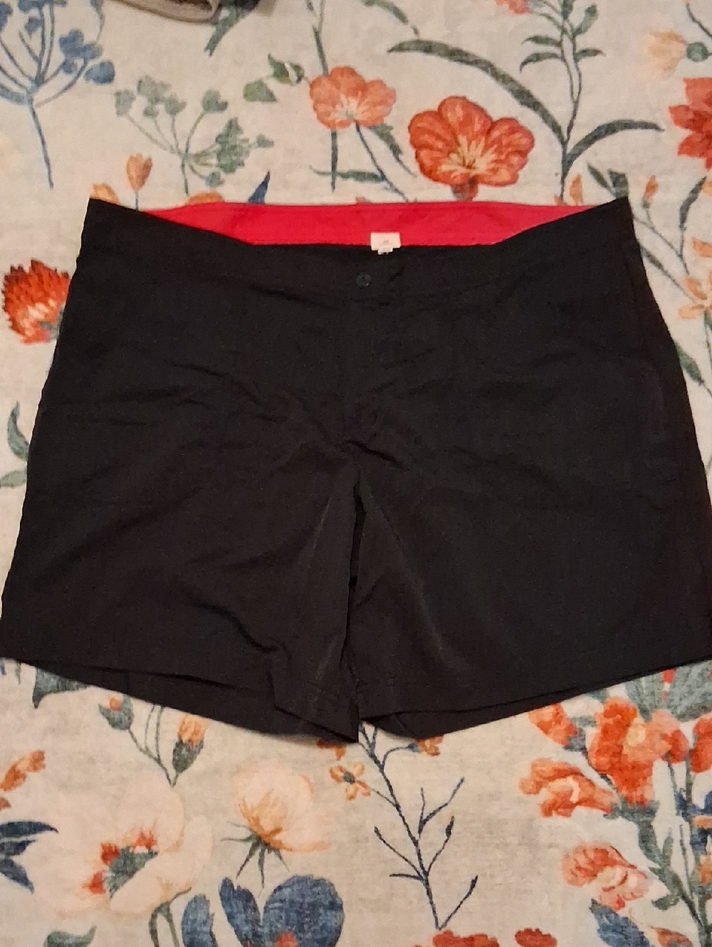 Black Merona Women's Swim Shorts with Pink Waistband